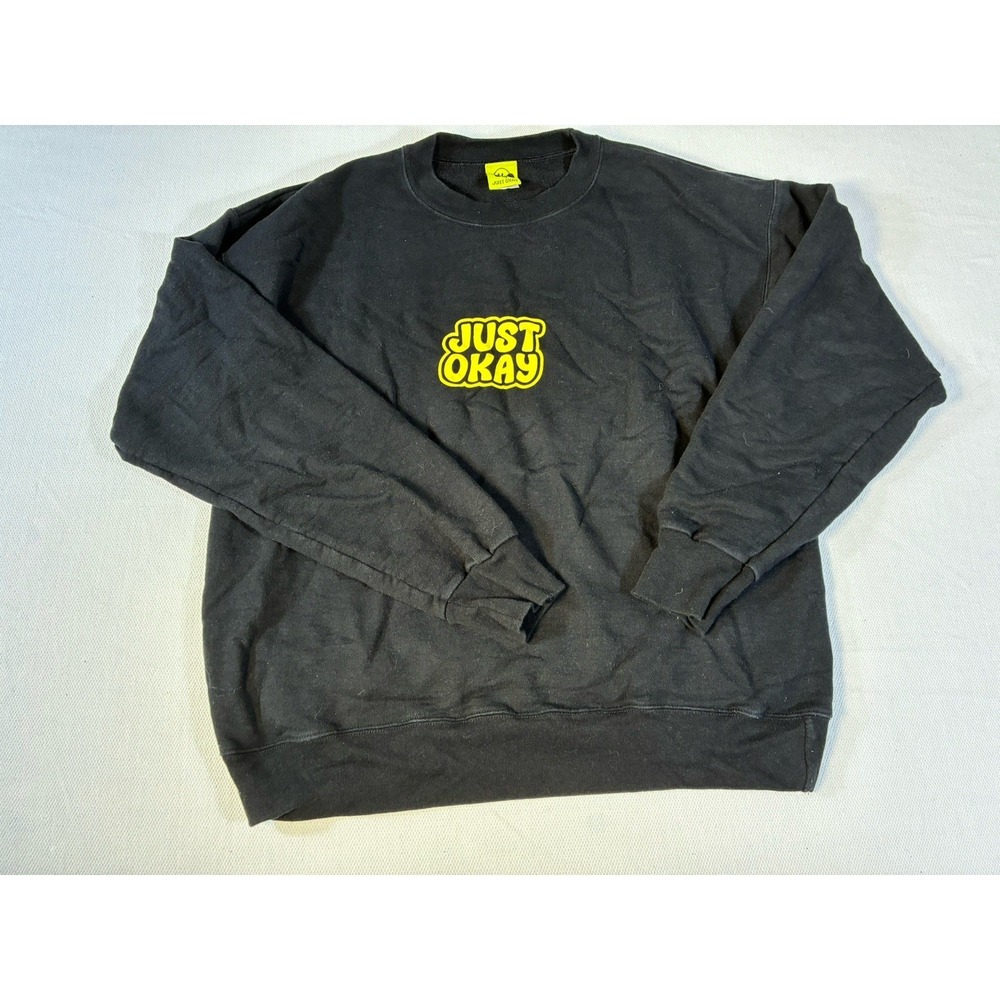 Just Okay Company Black Sweatshirt Mens Medium Logo Pullover Orlando Florida‎